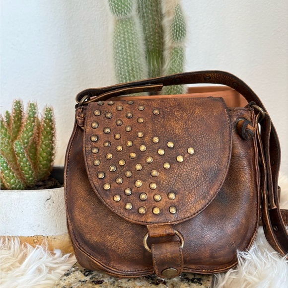 BED STU Rustic Studded Brown Leather Crossbody Bag - Picture 2 of 14